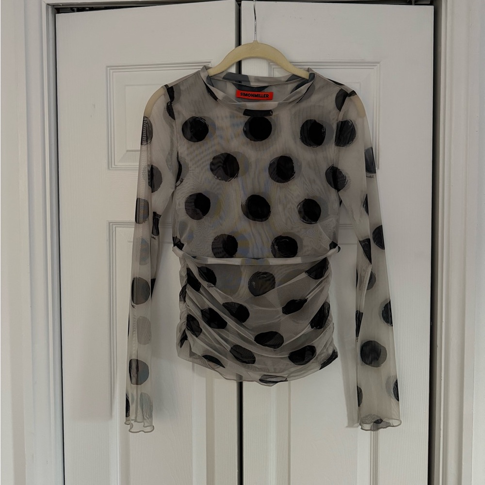 Simon Miller Black Polka Dot Sheer Blouse